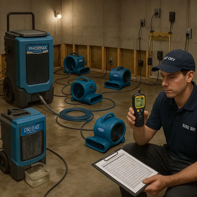 Structural Drying and Dehumidification process in Rose Hill, NC